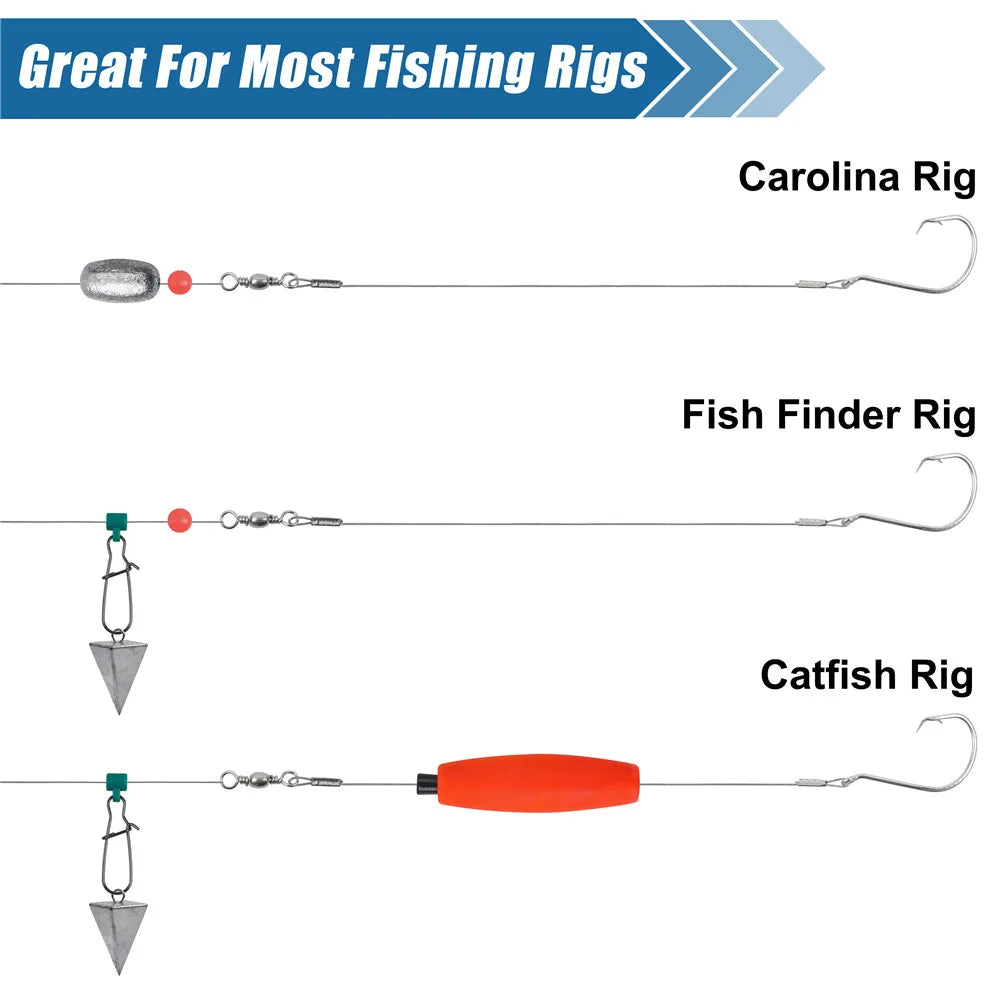 10Pcs Circle Hooks with Steel wire leader Saltwater 3/0-8/0 Octopus Fishing Hooks for Catfish Bass Surf fishing rig equipment