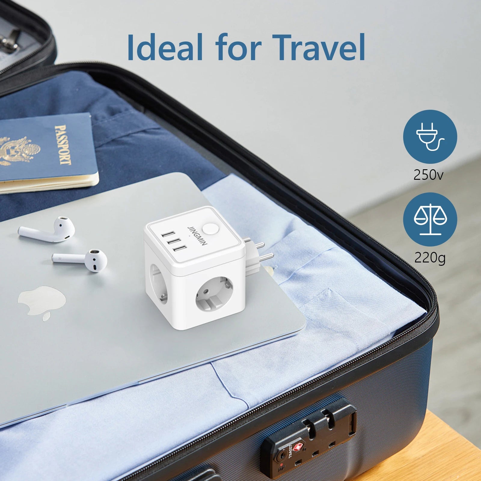 Wall Socket Extender with 3 AC Outlets 3 USB Ports 6-in-1 EU Plug Charger On/Off Electrical  Switch For Home Power Strip Socket