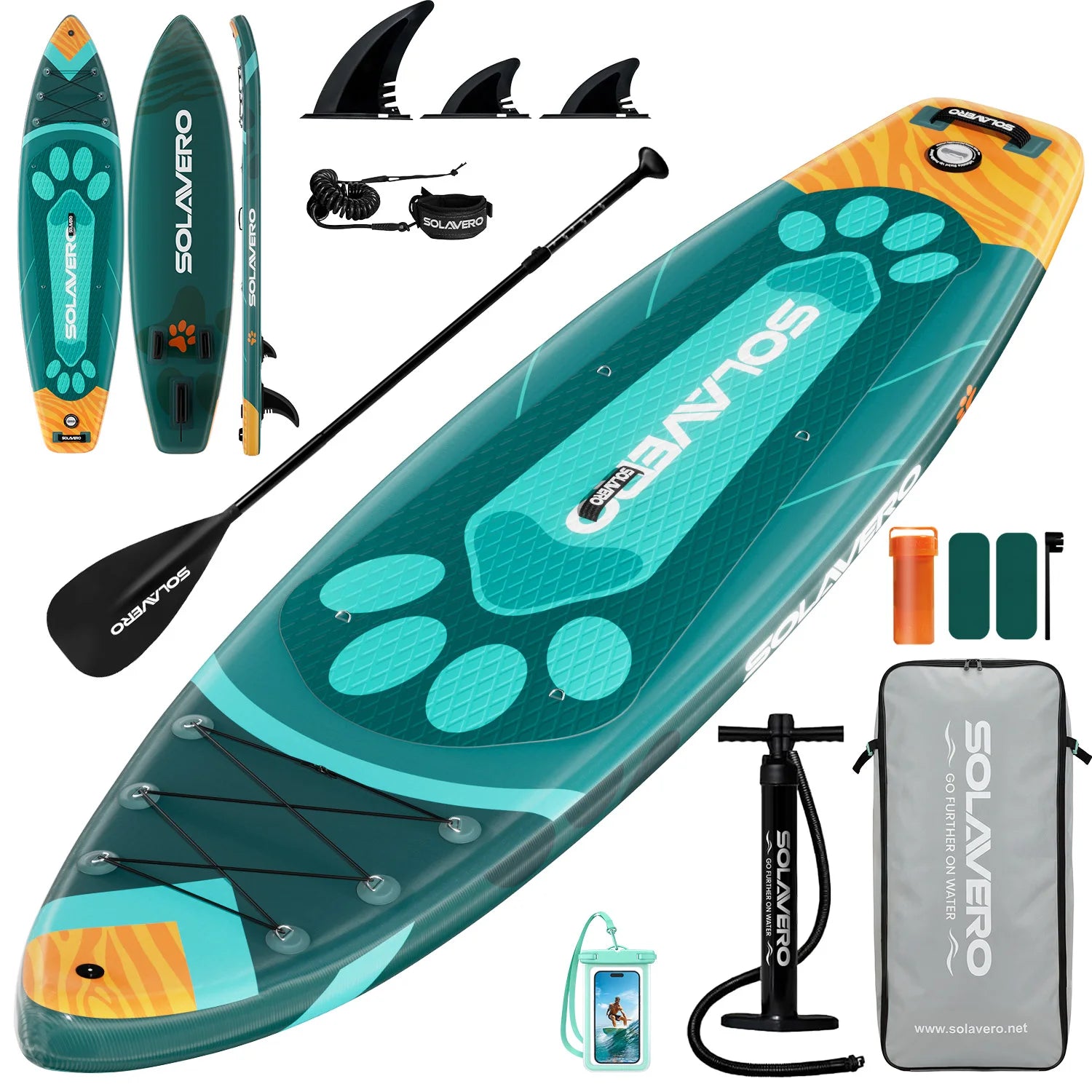 Inflatable SUP Board Complete with A Full Set of SUP Accessories, Featuring Three Removable Tail Fins and A Non-slip Deck for Adults. Available in A Wide Variety of Patterns and Designs,Suitable for A Range of Water Sports.