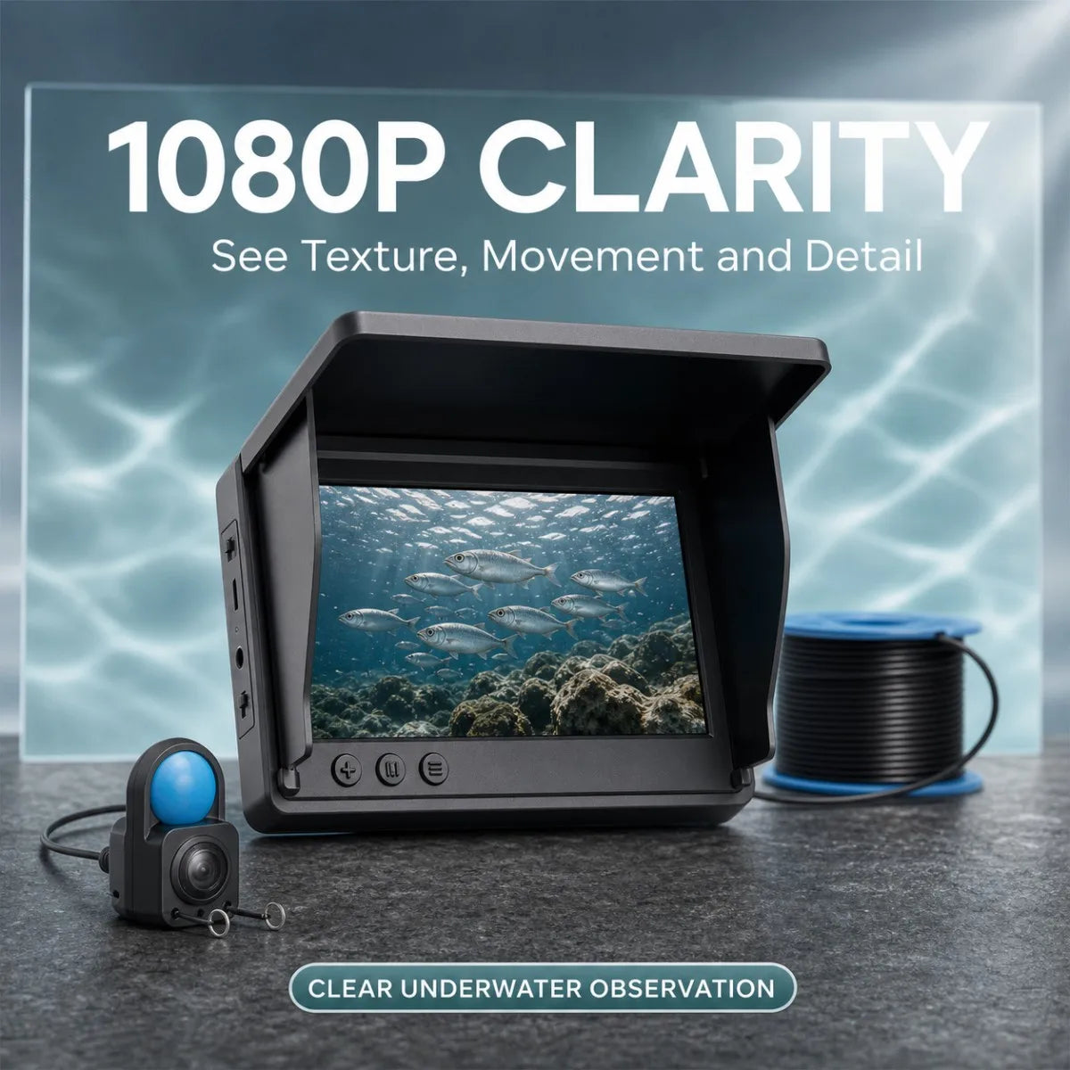 4.3" HD Underwater Fishing Camera,  Portable Fish Finder with Monitor With Night Vision Lights for Lake Boat Ice Fishing