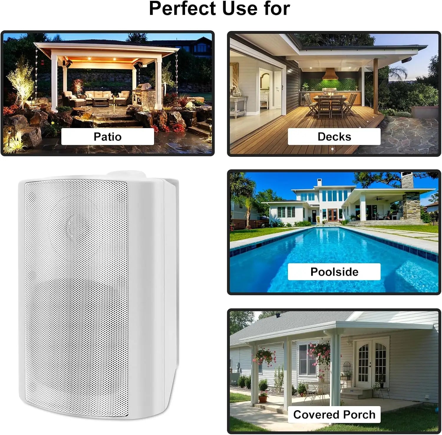 Herdio 2PCS 4'' Passive Indoor Outdoor Speakers With 200W Powerful Bass Expansive Stereo Sound Coverage All-Weather Durability