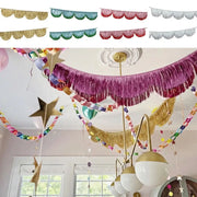 Multicolor Drizzle Garland Encryption PET Metallic Foil Fringe Thickening Background Ornament Tassel String Party Supplies