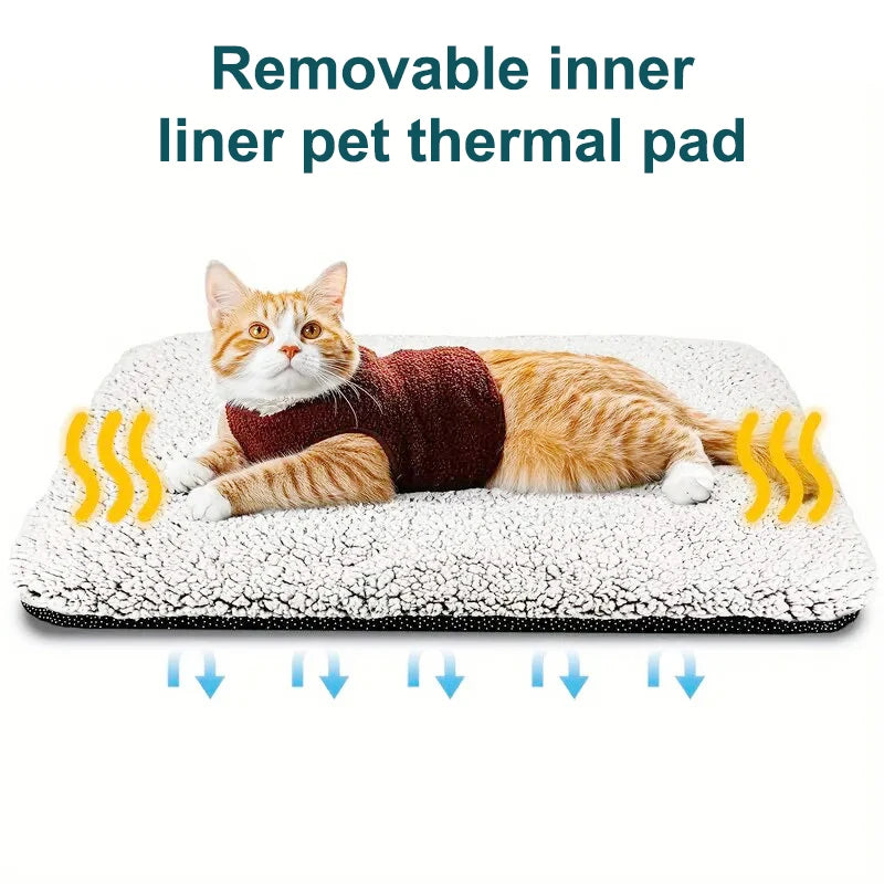Pets Thermal Pad; Washable Self-Heating Cushion; Body Heat Reflective Warm Mat for Cats and Dogs