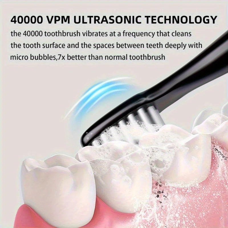 Keep your smile fresh on the go with this portable USB rechargeable electric toothbrush—comes with 6 replaceable brush heads for lasting clean and convenience!