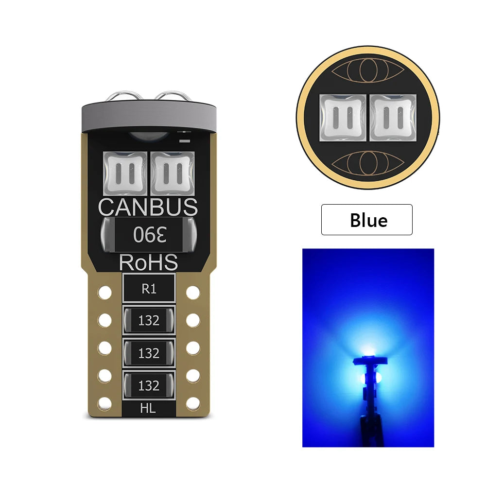 2pcs T10 W5W LED Bulbs 168 194 3030 6SMD Canbus No Error Super Bright Car Interior Clearance License plate light Dome Lamp White