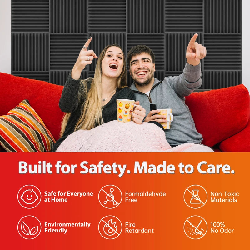 TOUO Sound-Absorbing Foam 6-48 Pcs Acoustic Foam Panels Wall Soundproofing Studio Acoustic Treatment Sound Absorbing Material