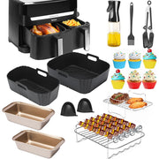 Air Fryer Accessories For 5.2L/3.1L Dual Zone Basket Silicone Air Fryer Liners Airfryer Baking Grill Racks Oven Cooking Trays