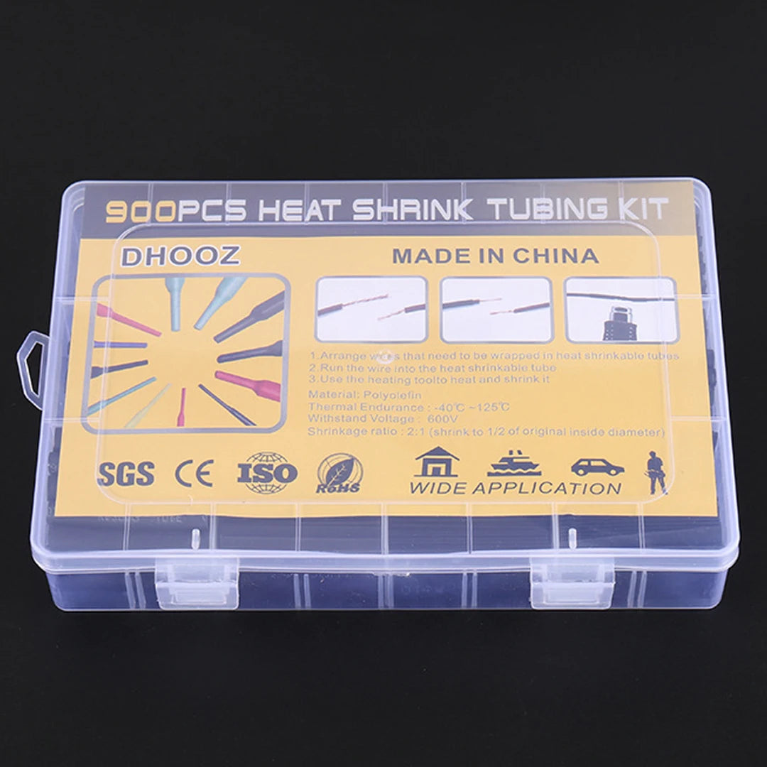 Protect your wiring with this black heat shrink tube kit—thermoresistant tubing ideal for wire wrapping, electrical connections, and cable insulation!