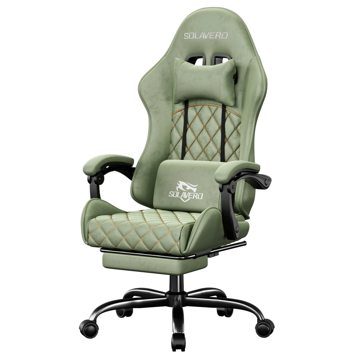 Massage Gaming Chair, Computer Office Chair with Comfy Fabric, Height Adjustable Game Chair with 360°-Swivel Seat and Headrest