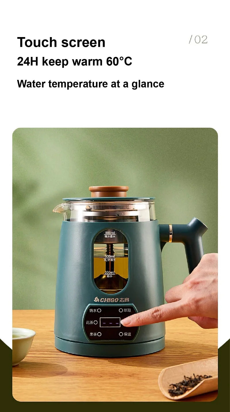 110V 220V Multifunctional Portable Tea Maker Home Health Pot Automatic Insulation Glass Steam Flower Teapot Heating Pot 800ml