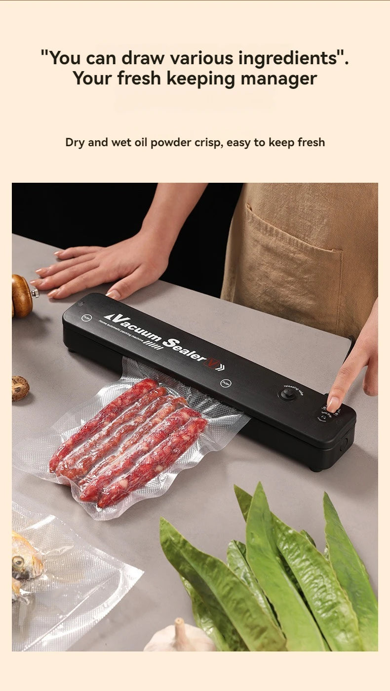 220V/110V Vacuum Sealer Packaging Machine with Free 10pcs Vacuum Bags Household Black Food Vacuum Sealer