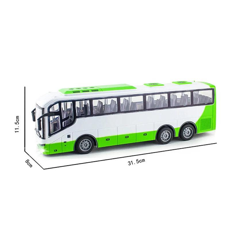 Electric RC Bus 1/30 Scale Remote Control Car with Light for Kids 27Mhz Radio Controlled Tour School City Model Xmas Gift
