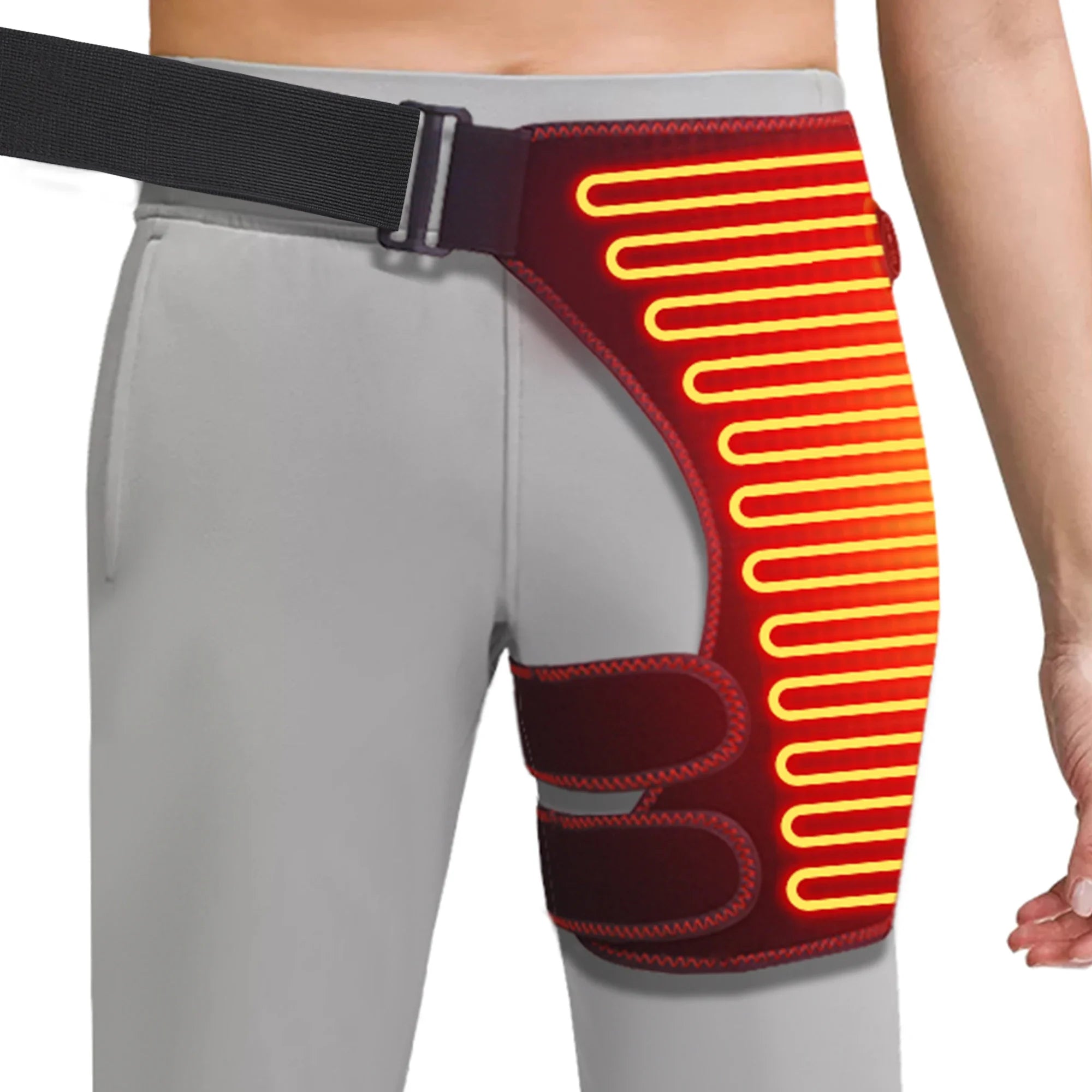 Heated Hip Support Brace Hip Heating Pad for Hip Sciatica Pain Relief with Massager Thigh Buttock Electric Heat Pad Family Gift