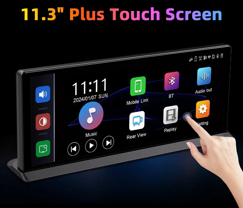 Develuck 11.3" Car Stereo Wireless Carplay Android auto Video with Rear Camera GPS Navigation Car Audio Receivers Dual Bluetooth