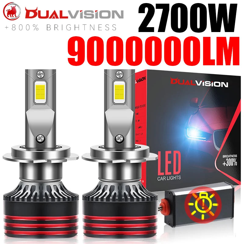Dualvision M8PRO H7 Led H4 H3 H1 2700W 9000000LM H8 H11 9005 HB3 9006 HB4 9012 HIR2 H9 Canbus 9054 CSP M8 Pro Car Light Fog Lamp