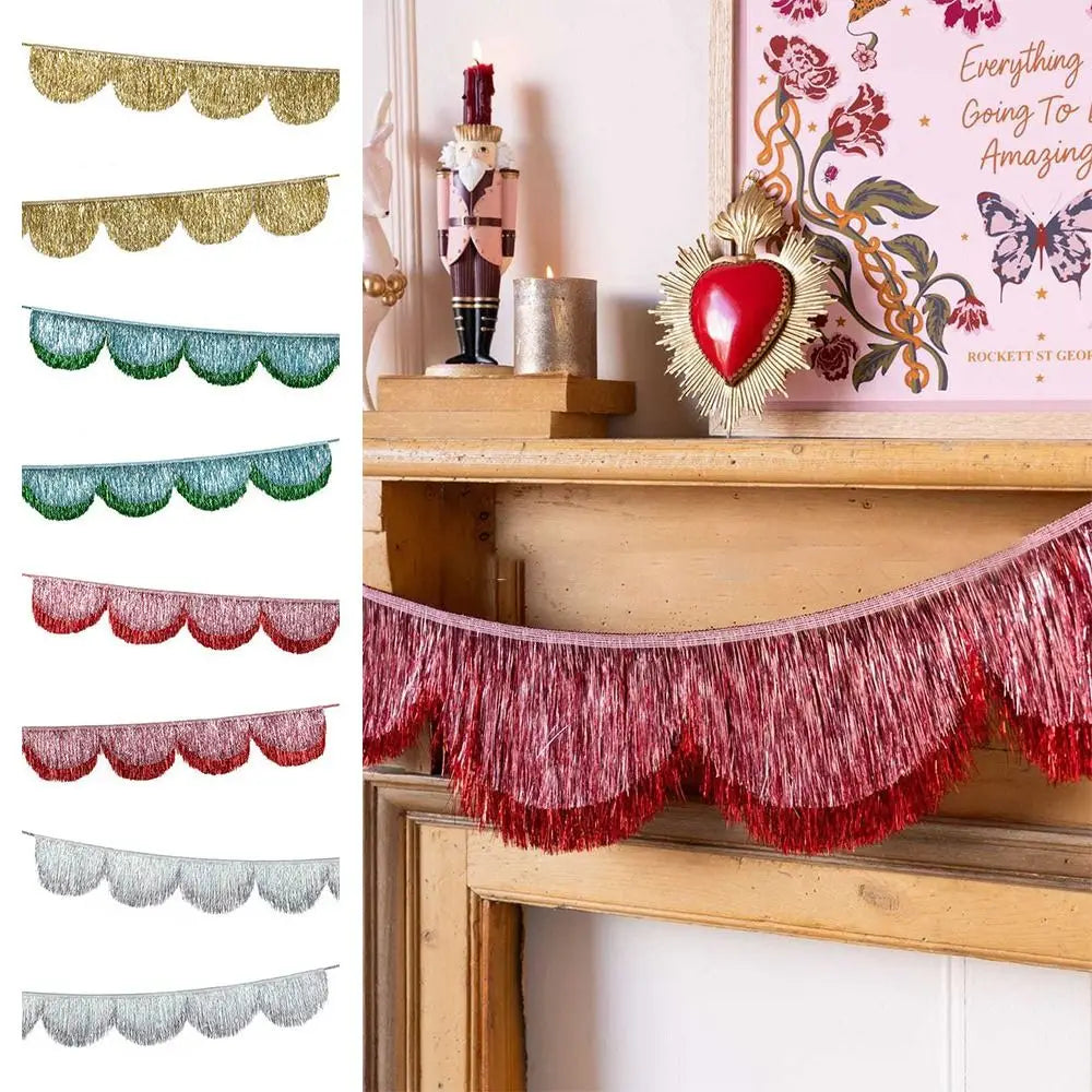 Multicolor Drizzle Garland Encryption PET Metallic Foil Fringe Thickening Background Ornament Tassel String Party Supplies