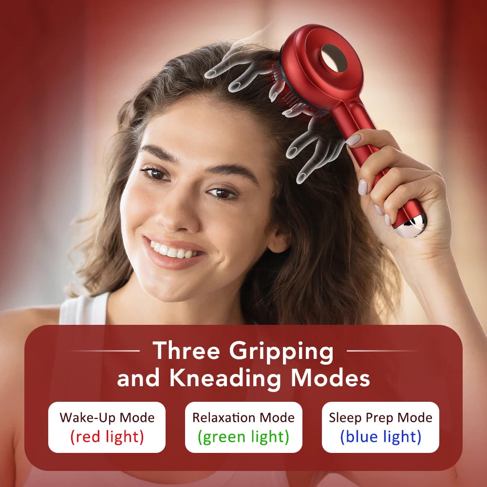 Electric Hair Regrowth Brush with Infrared Light Machine Acupoint Scalp Massage Anti-Hair Loss Exercise Hair Scrubber Combs