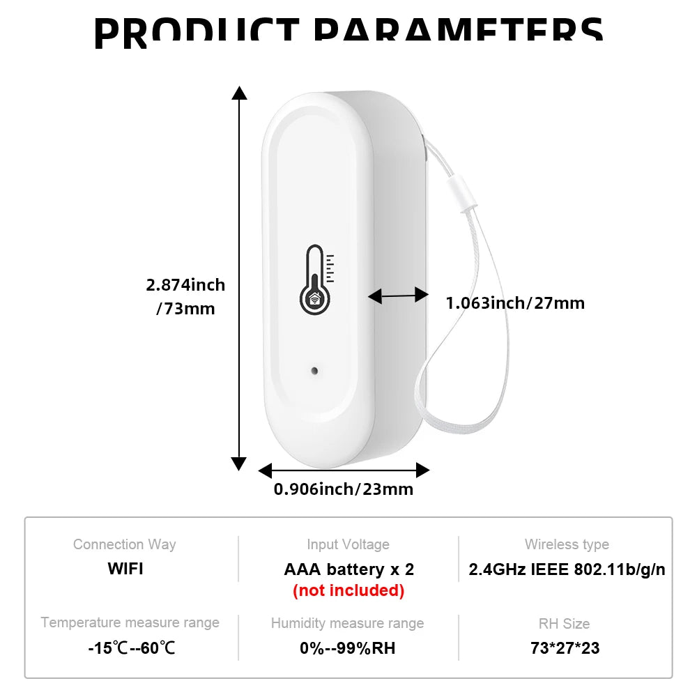 Tuya WiFi Outdoor IP65 Waterproof or Indoor Temperature Humidity Sensor Home Thermometer Compatible For Alexa Google Home Voice