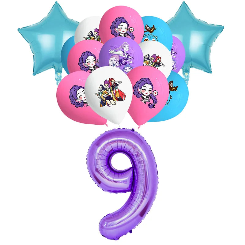 Happy Birthday Party Decoration Character Anime Tableware Plate Cup Balloon Set Banner Backdrop Gift Bag Keychain Party Supplies
