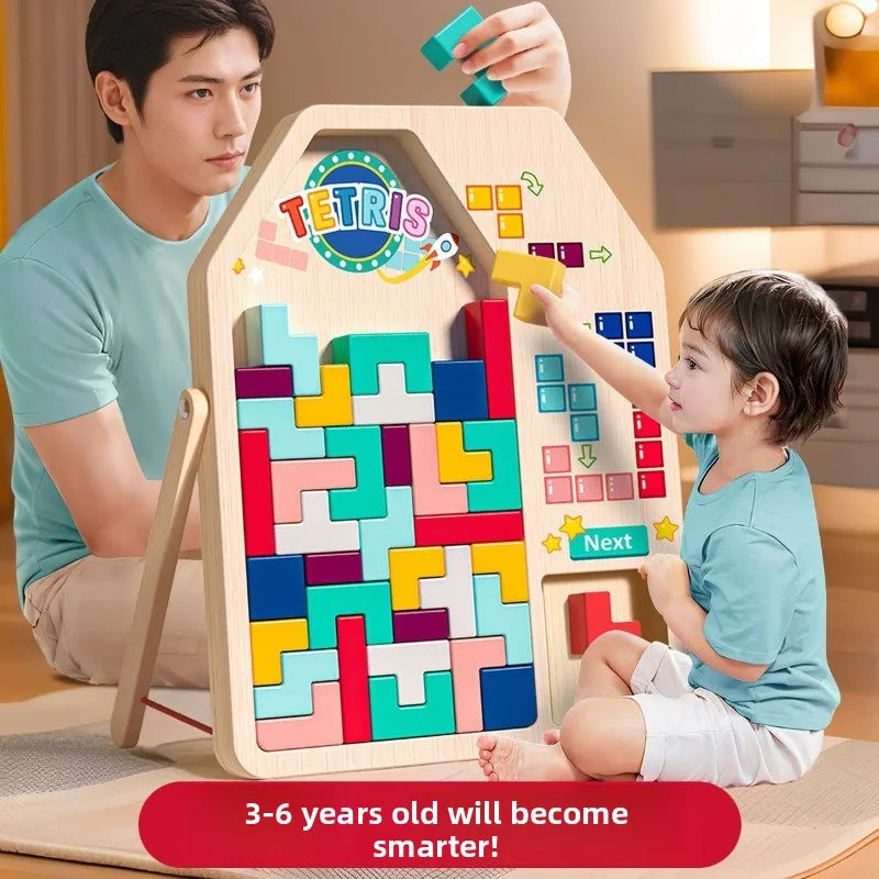 Parent-child activities of Tetris building blocks develop brain thinking and train children to think puzzles.