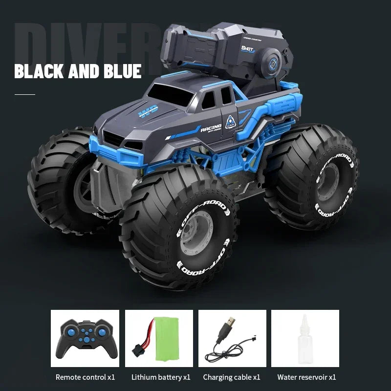 2.4G Self-absorbing High-pressure Water Gun Remote Control Car Amphibious Off-road Vehicle Climbing Stunt Car Water Toys