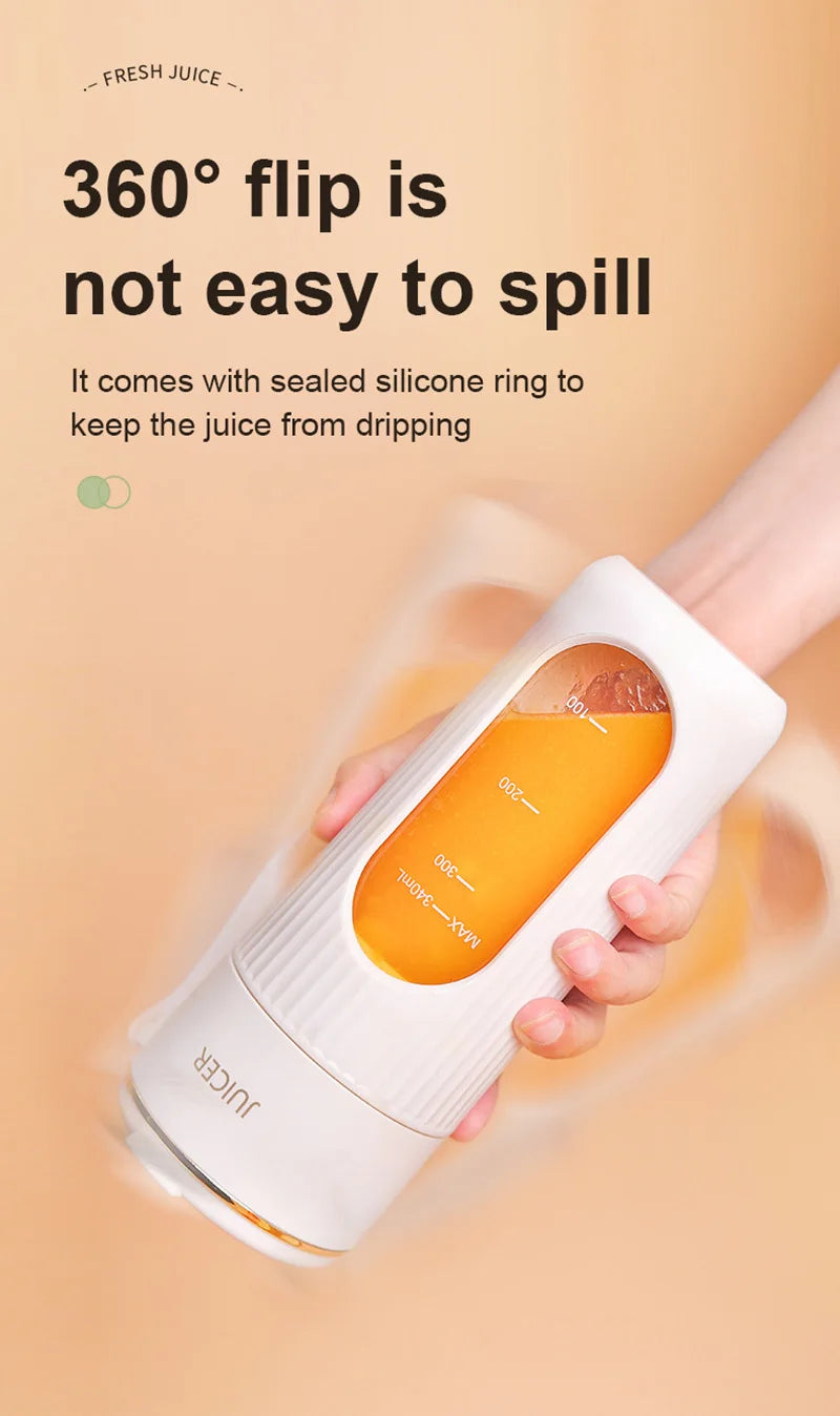 340ml Juicer Household Small Portable Fruit Juice Cup Rechargeable Lcd Display Electric Juicer 14 Blades Outdoor Travel