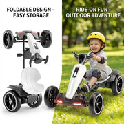 12V electric Kids Pedal Go Kart, Folder Go Kart, Outdoor Ride on Toy with Adjustable Seat, 4 Wheels for Boys and Girls