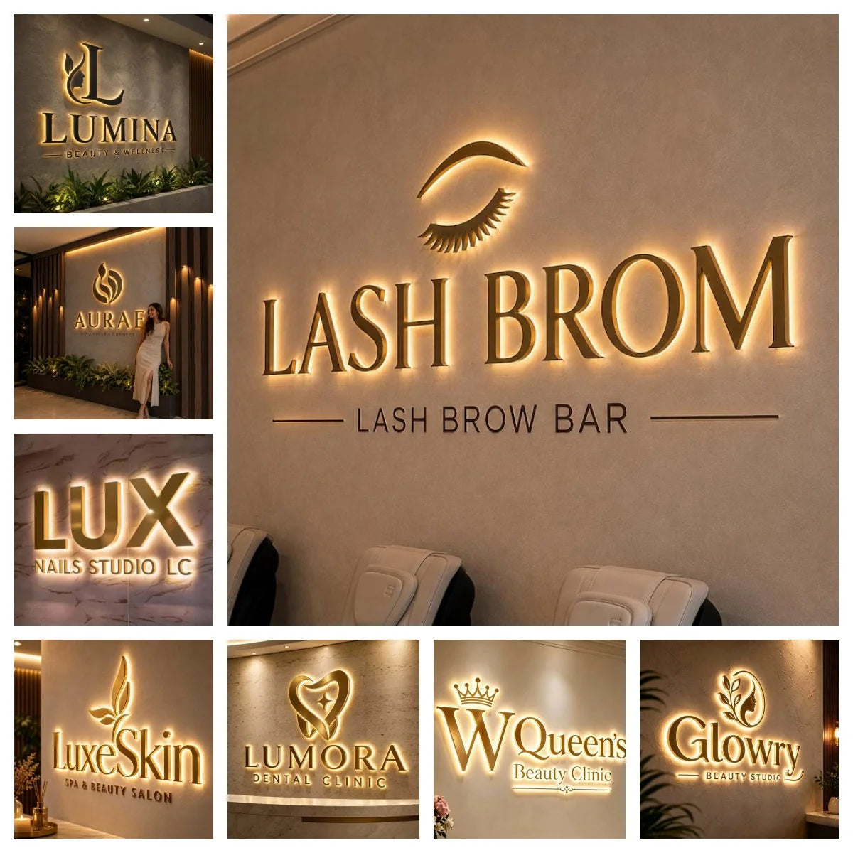 Custom Backlit Business Sign Metal Letters Waterproof Illuminated Sign 3D LED Signage for Brand Logo Storefront Advertising