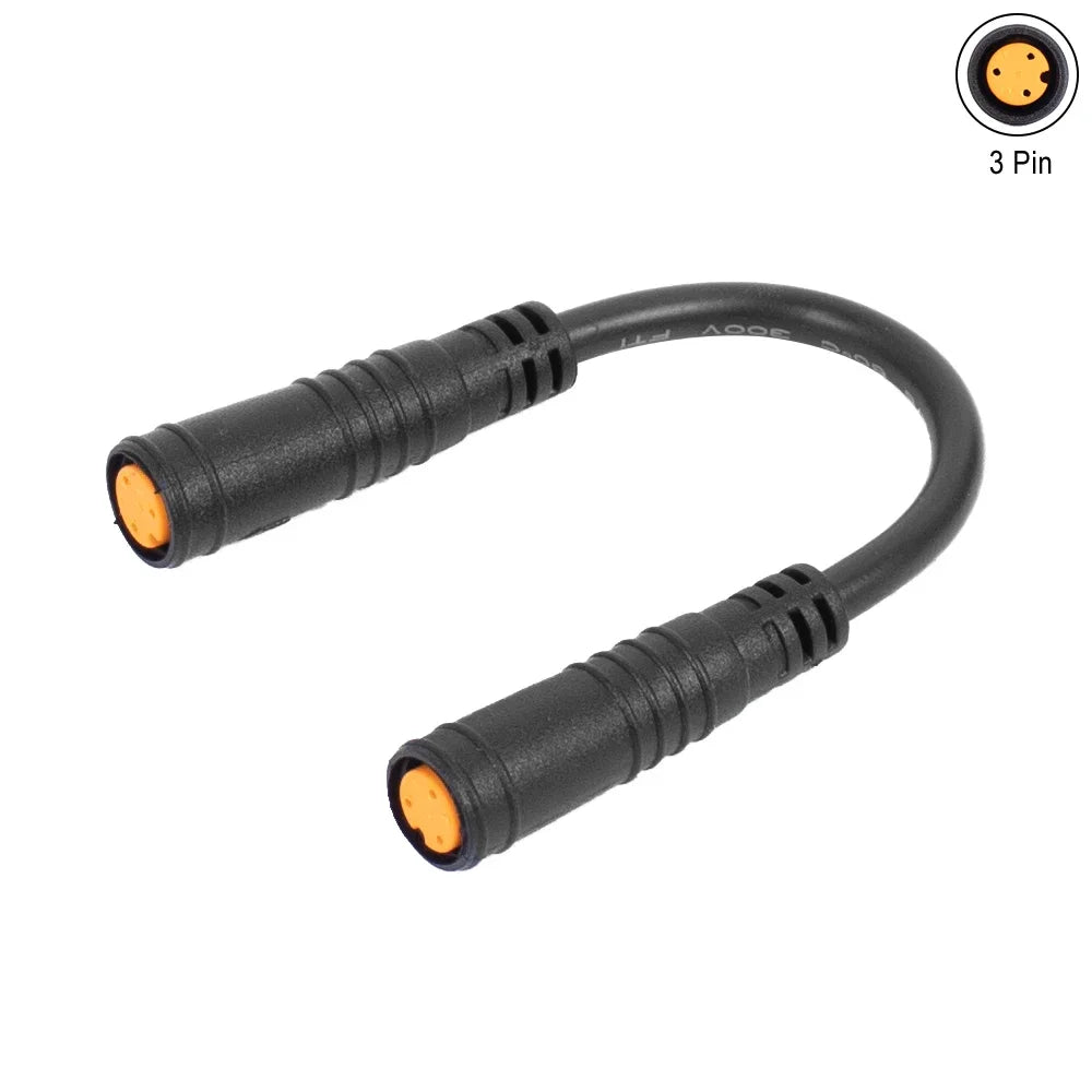Electric Bicycle Female to Male 3 Pin Extension Cable For E-Bike Waterproof Durable Display Thumb Throttle Cables Plug Accessory