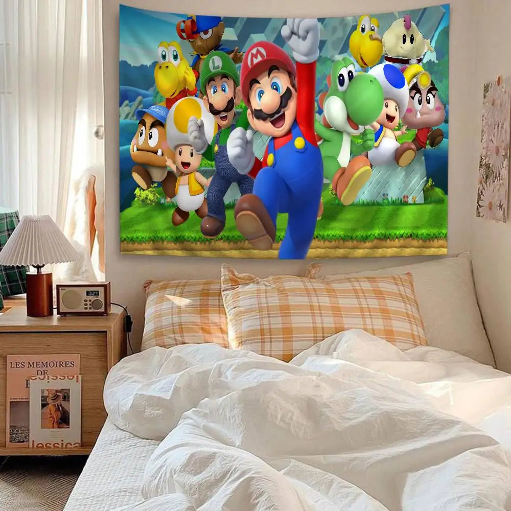 Game M-mario-O cartoon DIY Wall Tapestry for Living Room Home Dorm Decor Wall Art Decor