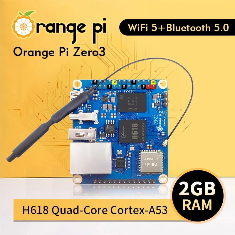 Orange Pi Zero 3 1GB 2GB 4GB RAM DDR4 Allwinner H618 WiFi Bluetooth Mini PC Zero3 Development Board SBC Single Board Computer