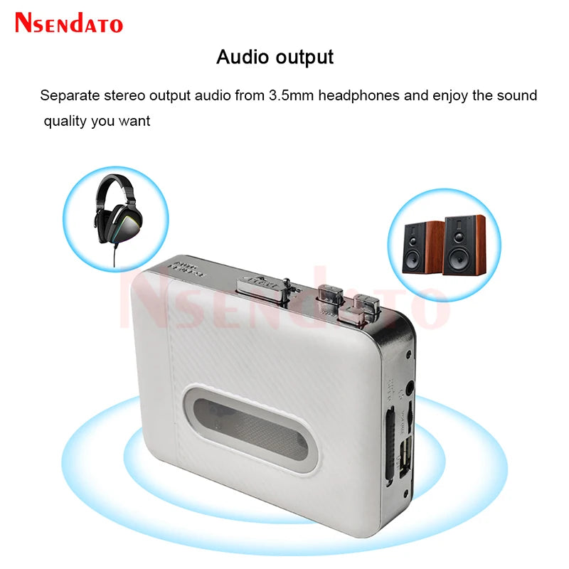 USB Cassette Tape Audio Player to mp3 Converter with Recorder Capture Tape Player Cassette PC for Computer speaker Phone iPod
