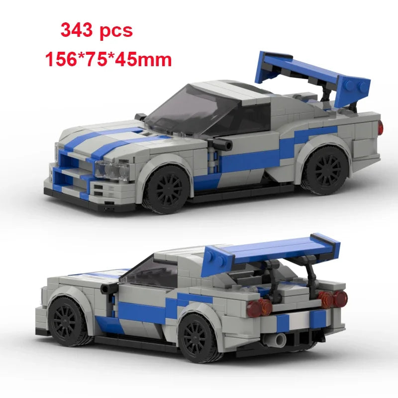 Technical Car Speed Racing Building Blocks Bricks Sets Sports Car MOC Garage City Vehicle Creative Toys For Kids