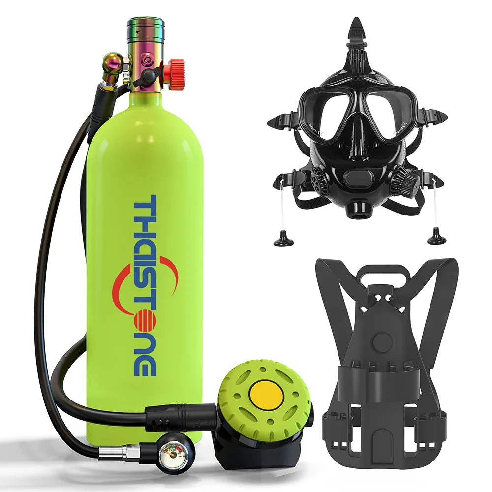 THAISTONE-Scuba Diving Air Tank with Mask Underwater Breath Air Tank, Oxygen Tank, Snorkeling Equipment, 2.3L, 30-40 Minutes