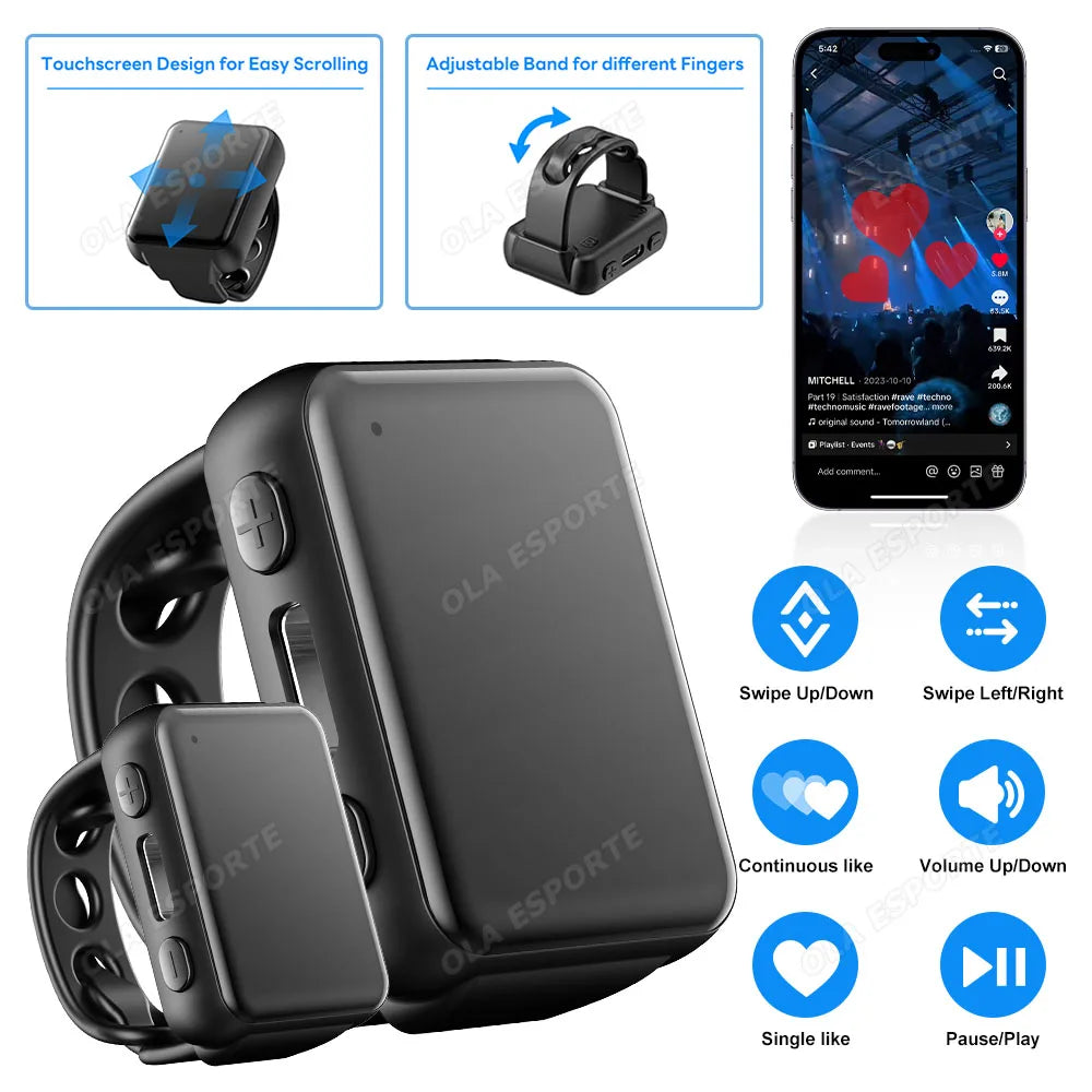 Multifunctional Ring Remote Control Smart Ring Video Camera control, Document remote control,Smartring Men Women for Android IOS