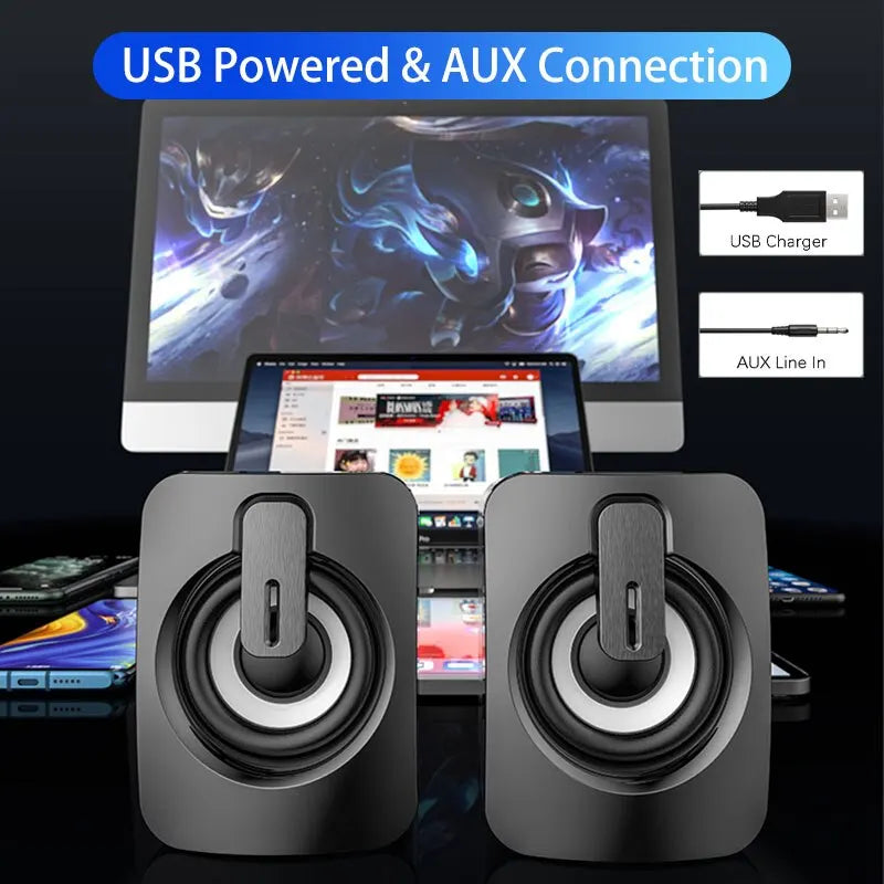 Computer Speakers HiFi Stereo Microphone Audio PC Speaker USB Wired Caixa De Som with LED Light for Desktop Computers PC Laptop