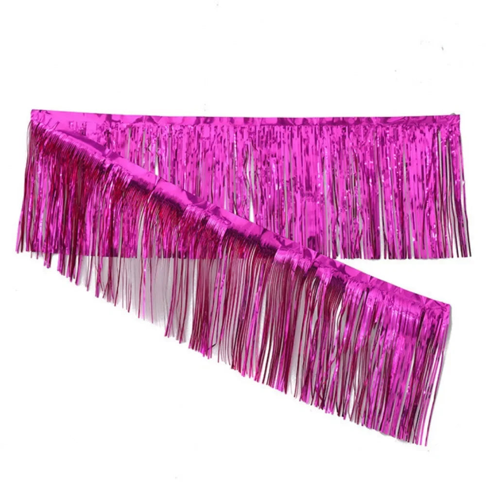 Multicolor Drizzle Garland Encryption PET Metallic Foil Fringe Thickening Background Ornament Tassel String Party Supplies