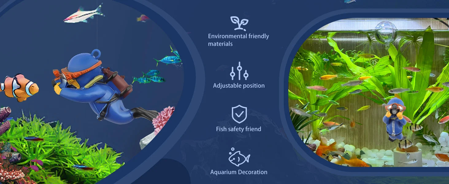 Fish tank Decoration Creative Floating Ornaments Small Figurines Complete Set Diver Blue Guy Underwater Scenery Bottom Figurines