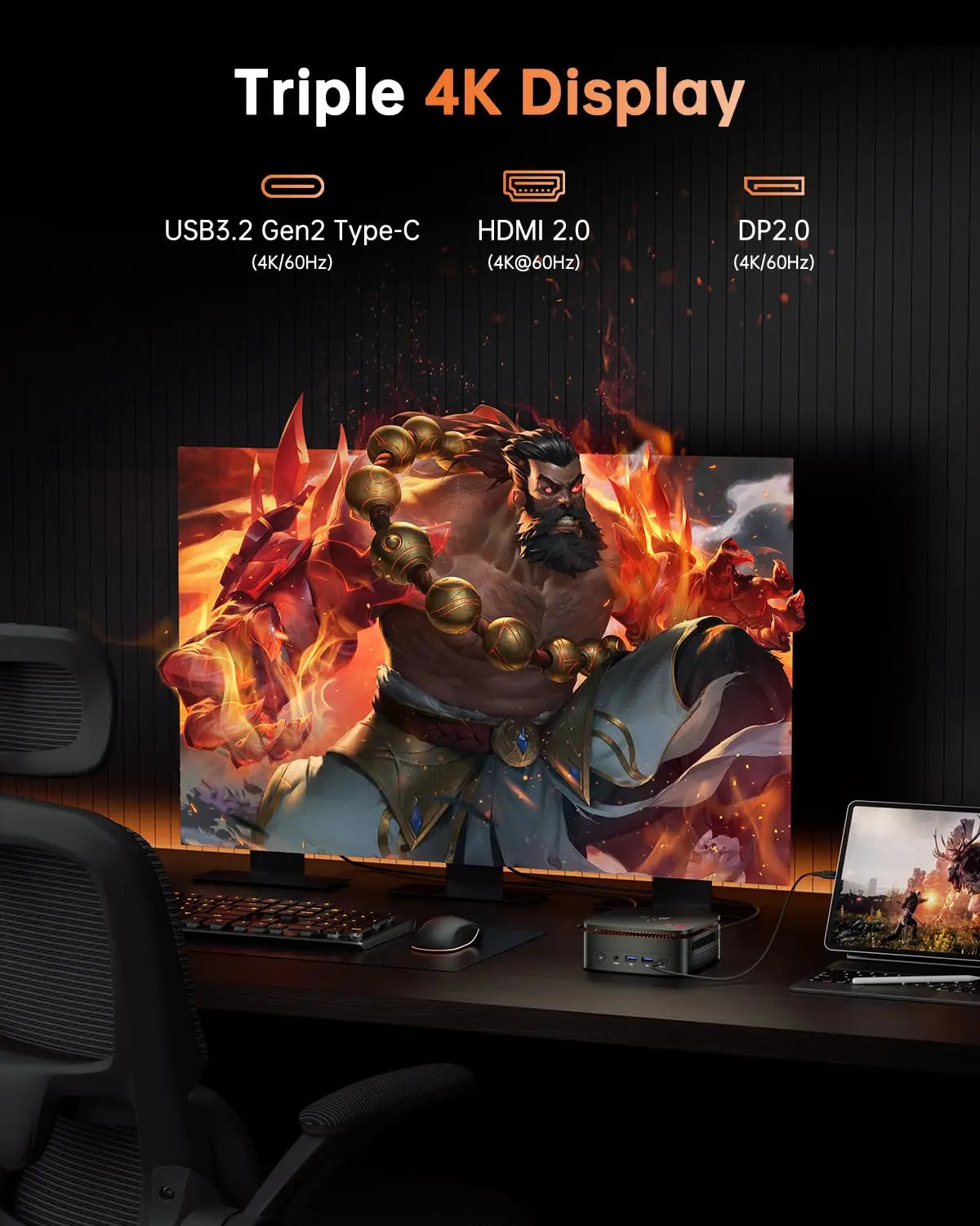 ACEMAGIC Ryzen 7 7735HS Gaming Mini PC 24GB LPDDR5 6400MHz 1TB NVMe SSD Radeon Graphics 8C 16T Desktop Computer 4K Triple Displa