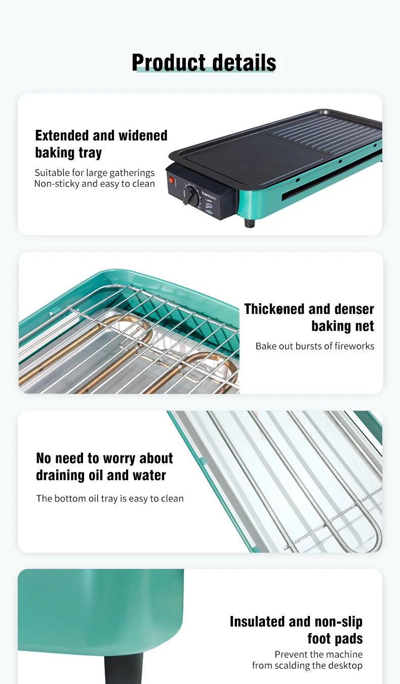 Multifunctional Electric Baking Tray Koekenpan Niet-Plakkerige Grill Geroosterde Pan Fornuis Barbecue Keuken Tool 220V