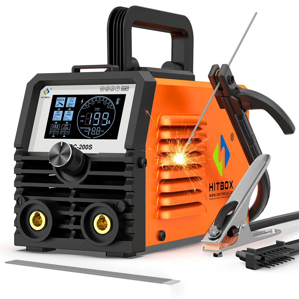HITBOX ARC200S Welding Machine 2 in 1 ARC MMA LIFT TIG MINI IGBT Inverter LED Digital Display Portable Home Welder 220V 10-200A