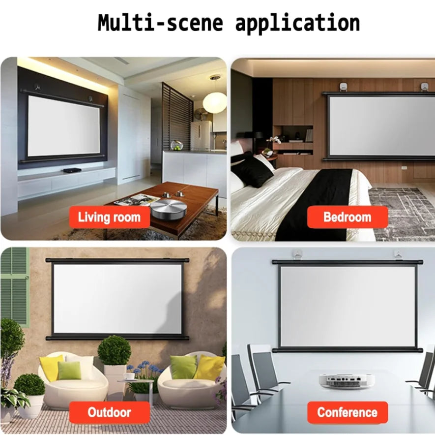100-inch 16:9 foldable, wrinkle-resistant, washable wall-mounted projector with a white screen suitable for both indoor