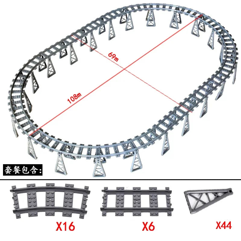 DIY Train Track Combination MOC Railroad Bridge Building Blocks Cross Track Bricks Toys Rail Car Scene Compatible With LEGO
