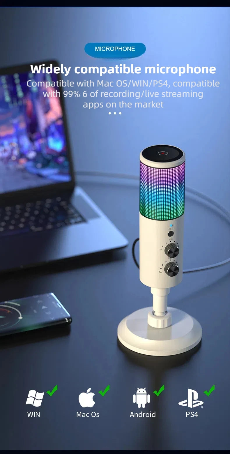 Capture crisp, clear audio with this USB condenser microphone featuring advanced noise cancellation—perfect for streaming, recording, and professional use!