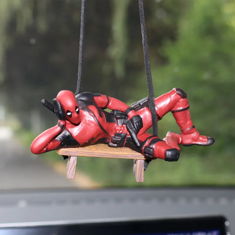 NWE Marvel Deadpool Car Rearview Mirror Pendant Reading Deadpool Car Pendant Mini Model Toy Action Figure New Hot Christmas Gift