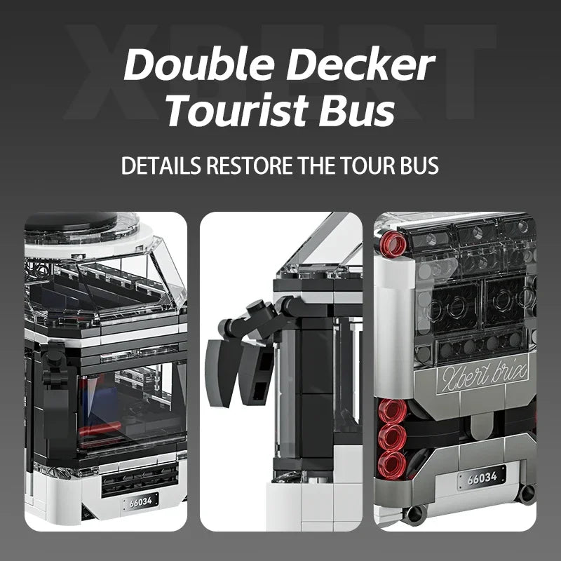 811PCS City Tour Bus Building Blocks Double-Decker Tourist Bus Model Bricks Desktop Ornaments Diy Puzzle Toys Holiday Gifts