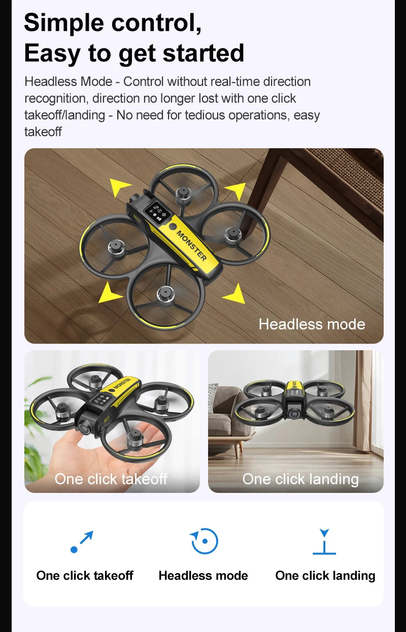 The new drone features a 4.5-inch display screen, one-click rolling, and dual-camera optical flow intelligent positioning