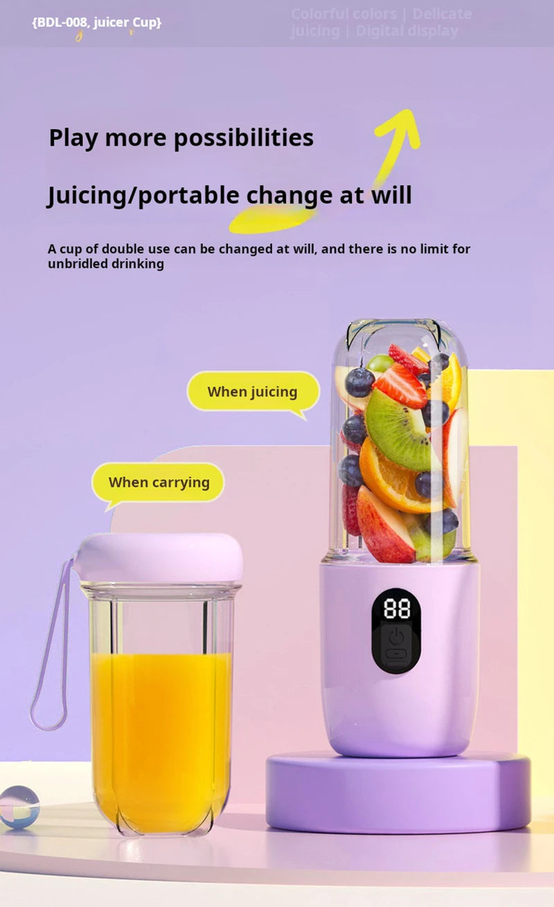 Blend on the go with this portable, USB rechargeable cordless mini juicer mixer—perfect for fresh smoothies anytime, anywhere!