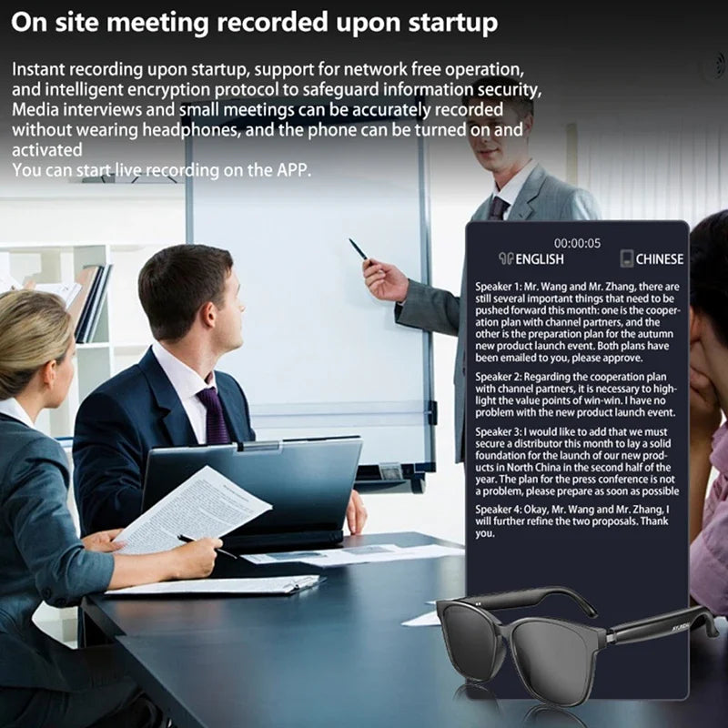 Smart Glasses AI Intelligent Translation Wireless Bluetooth Glasses With Real-time Simultaneous Interpretation Headset 2025 New
