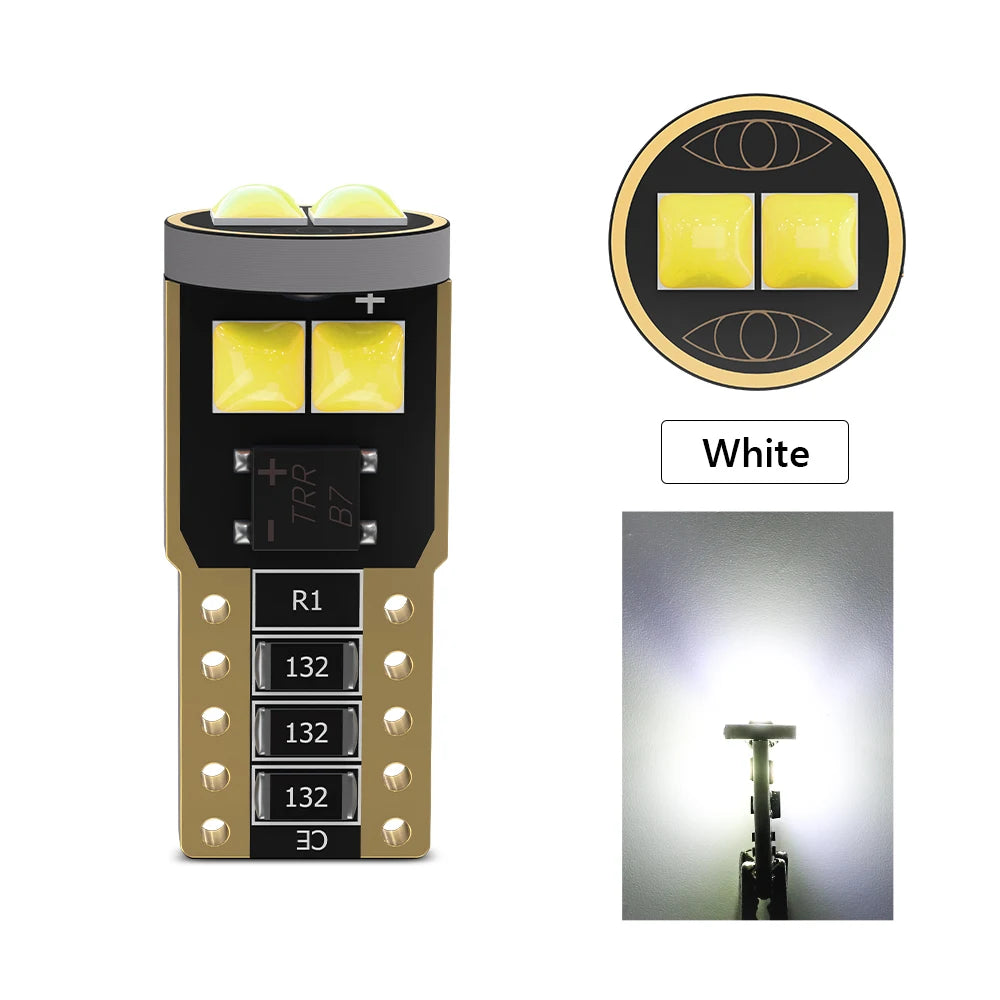 2pcs T10 W5W LED Bulbs 168 194 3030 6SMD Canbus No Error Super Bright Car Interior Clearance License plate light Dome Lamp White